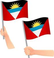 bandeira de antígua e barbuda na mão ícone vetor