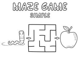 jogo de labirinto simples para crianças. delinear labirinto simples ou jogo de labirinto com worm. vetor