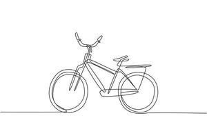 único desenho de uma linha bicicleta clássica da cidade, transporte esportivo ecológico. bicicleta relaxante para a comunidade. estilo de vida saudável pelo ciclismo. ilustração em vetor gráfico de desenho de linha contínua moderna