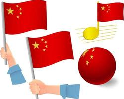 conjunto de ícones de bandeira da china vetor