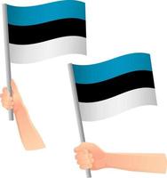bandeira da estônia na mão ícone vetor