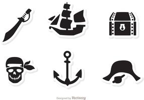 Vetores de ícones pretos de pirata