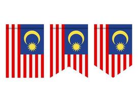 bandeira da malásia ou galhardete isolado no fundo branco. ícone de bandeira de galhardete. vetor