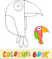 livro para colorir ou página para crianças. ilustração em vetor preto e branco de papagaio