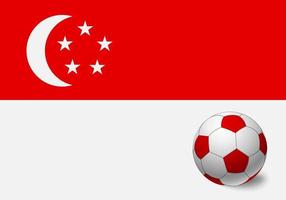 bandeira de singapura e bola de futebol vetor