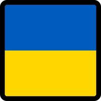 bandeira da ucrânia em forma de quadrado com contorno contrastante, sinal de comunicação de mídia social, patriotismo, um botão para alternar o idioma no site, um ícone. vetor