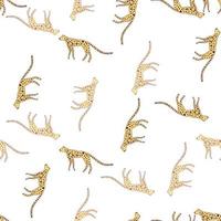 mão desenhada padrão sem emenda de leopardo bonito. doodle cheetah papel de parede sem fim. vetor