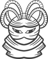 logotipo de arte de linha desenhada à mão de monstro mascote vetor