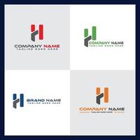 conjunto de design de logotipo de letra h alfabeto de ícone abstrato, ícone de identidade da empresa, modelo de marca comercial vetor
