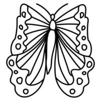 contorno de fantasia de borboleta, página para colorir doodle para crianças mundo dos insetos vetor