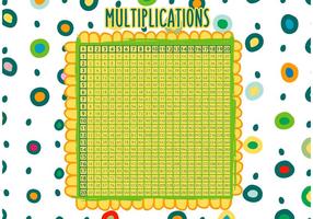 Vector de tabela de matemática de multiplicação desenhada à mão