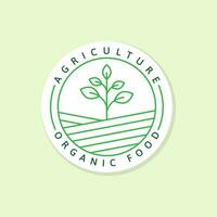 logotipo de alimentos orgânicos de agricultura ou etiqueta de ilustração, vetor de adesivo