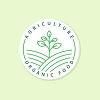 logotipo de alimentos orgânicos de agricultura ou etiqueta de ilustração, vetor de adesivo