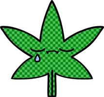 folha de maconha de desenho animado estilo quadrinhos vetor