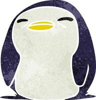 kawaii de desenho retrô de um pinguim fofo vetor