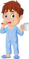 garotinho dos desenhos animados, escovar os dentes vetor