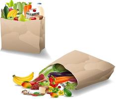 legumes frescos e frutas em um saco de papel