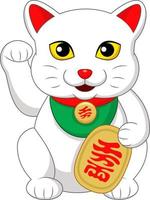 maneki neko, gato japonês da prosperidade vetor