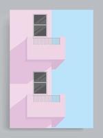 fundo pastel minimalista simples. varanda do apartamento roxo, prédios, casas, subúrbio, cidade. adequado para cartazes, capas de livros, brochuras, revistas, folhetos, folhetos. vetor