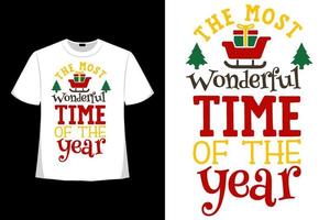 a época mais maravilhosa do ano design de camiseta de natal. feliz dia de natal design de t-shirt bom para roupas, cartão de saudação, cartaz e design de caneca.