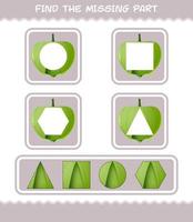 combinar peças de tomatillo dos desenhos animados. jogo de correspondência. jogo educativo para crianças e bebês da pré-escola vetor