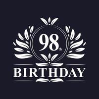 logotipo de aniversário de 98 anos de luxo, celebração de 98 anos. vetor