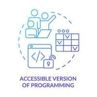 versão acessível do ícone de conceito gradiente azul de programação. maneira fácil de codificar. tech macro tendências idéia abstrata ilustração de linha fina. desenho de contorno isolado. vetor