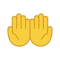 ícone de cor de mãos em concha. palmas para cima emoji. implorando gesticulando. mãos orando do Islã. ilustração vetorial isolada vetor