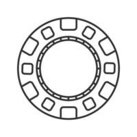 ícone linear de ficha de cassino. ficha de jogo com cifrão. ilustração de linha fina. símbolo de contorno do cassino. desenho de contorno isolado de vetor