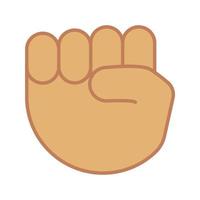 ícone de cor emoji punho levantado. protesto, gesto de mão de apoio. punho apontando para cima. ilustração vetorial isolada vetor