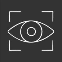 ícone de giz de digitalização de retina. reconhecimento de íris. escaneamento ocular. identificação biométrica. reconhecimento óptico. ilustrações de quadro-negro vetoriais isolados vetor