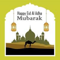 modelo islâmico ou plano de fundo, feliz eid al adha. forma quadrada simples. postagem nas redes sociais. conceito de ilustrações eid. vetor