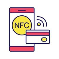 ícone de cor de tecnologia nfc. comunicação de campo próximo. pagamento sem contato. pagamento de smartphone sem dinheiro. ilustração vetorial isolada vetor