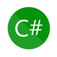 emblema da linguagem de programação c sharp, 2022 ano. círculo verde com a letra c e o símbolo numérico dentro. vetor