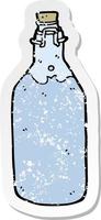 adesivo retrô angustiado de uma garrafa de água de estilo antigo de desenho animado vetor
