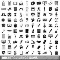 Conjunto de 100 ícones de orientação artística, estilo simples vetor