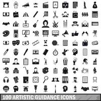 Conjunto de 100 ícones de orientação artística, estilo simples vetor