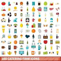 Conjunto de 100 ícones de empresa de catering, estilo simples vetor