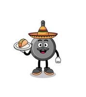 desenho de personagem de frigideira como chef mexicano vetor