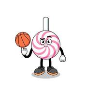 ilustração em espiral de pirulito como jogador de basquete vetor