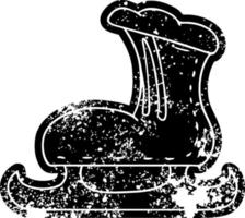 desenho de ícone grunge de uma bota de patinação no gelo vetor