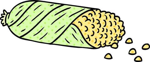 doodle de desenho animado de espiga de milho fresco vetor