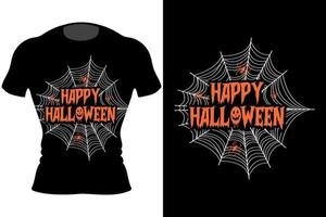 design de camiseta de feliz dia das bruxas aranha vetor