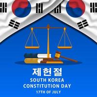 constituição da coreia do sul dia 17 de julho ilustração com bandeira coreana realista vetor