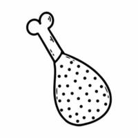 coxinha de frango. ilustração vetorial doodle. presunto. esboço desenhado à mão. comida rápida. vetor