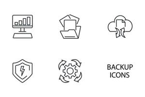 conjunto de ícones de sistemas de computador de backup. sistemas de computador de backup embalam elementos vetoriais de símbolo para web infográfico vetor