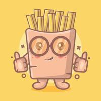 mascote de personagem de comida de batatas fritas engraçadas com o polegar para cima gesto isolado dos desenhos animados em design de estilo simples vetor