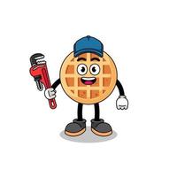 desenho de ilustração de círculo waffle como encanador vetor