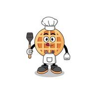 ilustração de mascote do chef de waffle círculo vetor