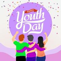 jovens abraçando juntos. ilustração do dia internacional da juventude